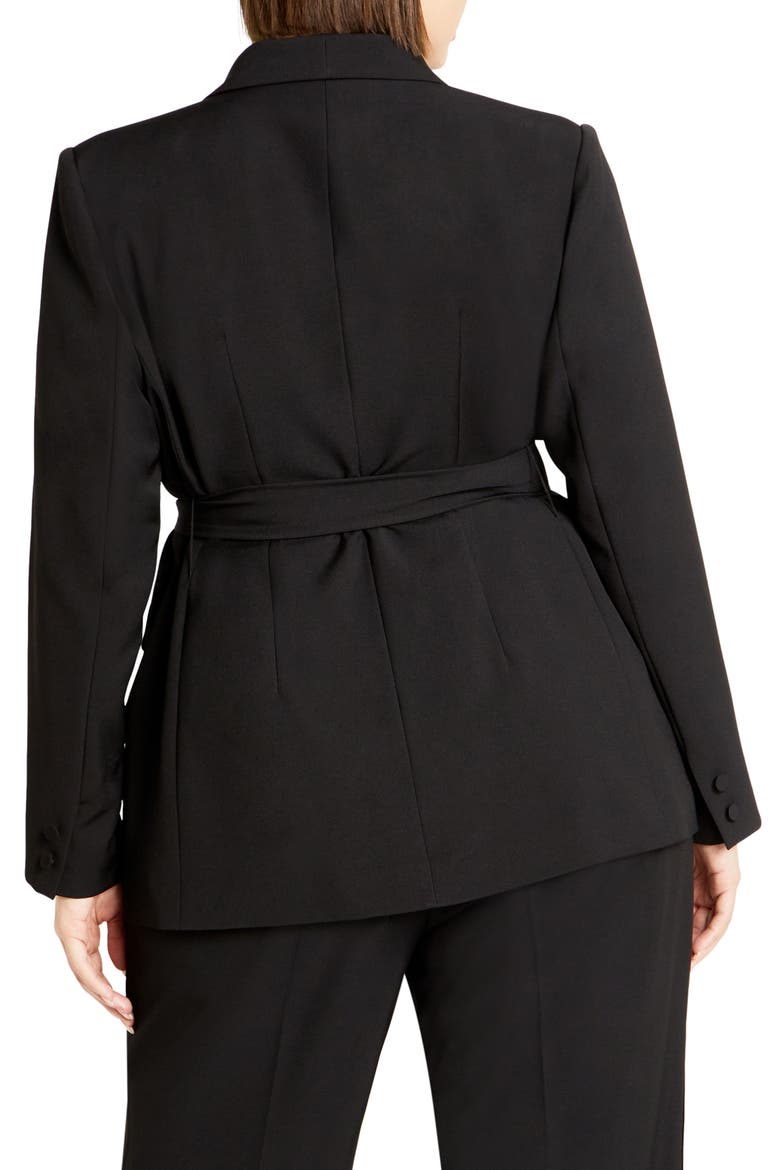 Soraya Belted Jacket, Alternate, color, BLACK