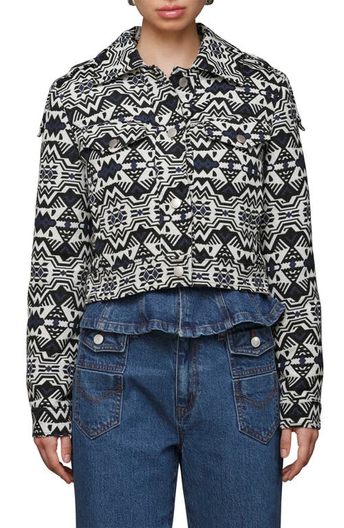Avec Les Filles Geometric Jacquard Crop Trucker Jacket In Multi