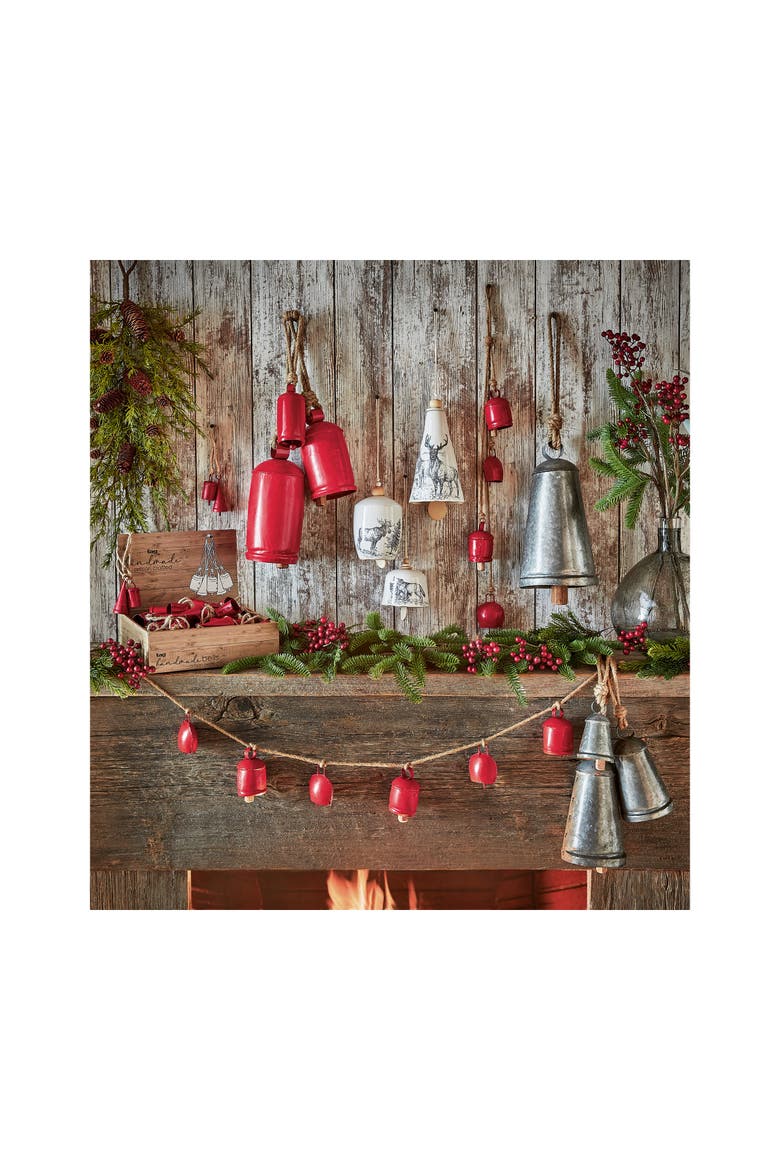 Classic Artisan XL Red Iron Bell Holiday Decorative Object, Alternate, color, Red