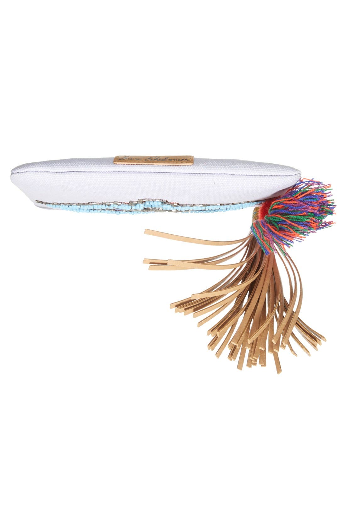 'Carine' Tassel Zip Clutch, Alternate, color, BLUE