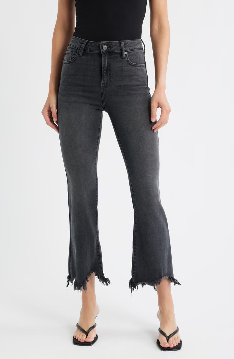 HIDDEN JEANS Fray Hem Crop Flare Jeans, Main, color, Black