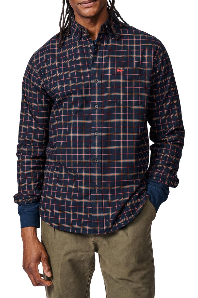 Merton Brushed Oxford Button Down Shirt, Alternate, color, Navy Check
