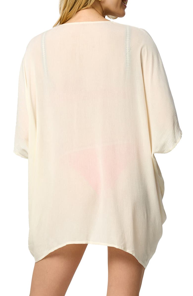 SAACHI Ruched Tie Front Topper, Alternate, color, Ivory