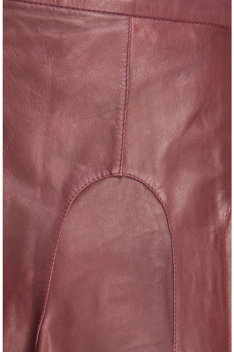 Fluted Leather Skirt, Alternate, color, BORDEAUX