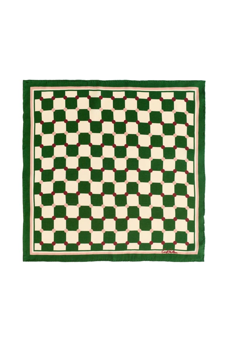 Checkerboard Pocket Square, Main, color, Green