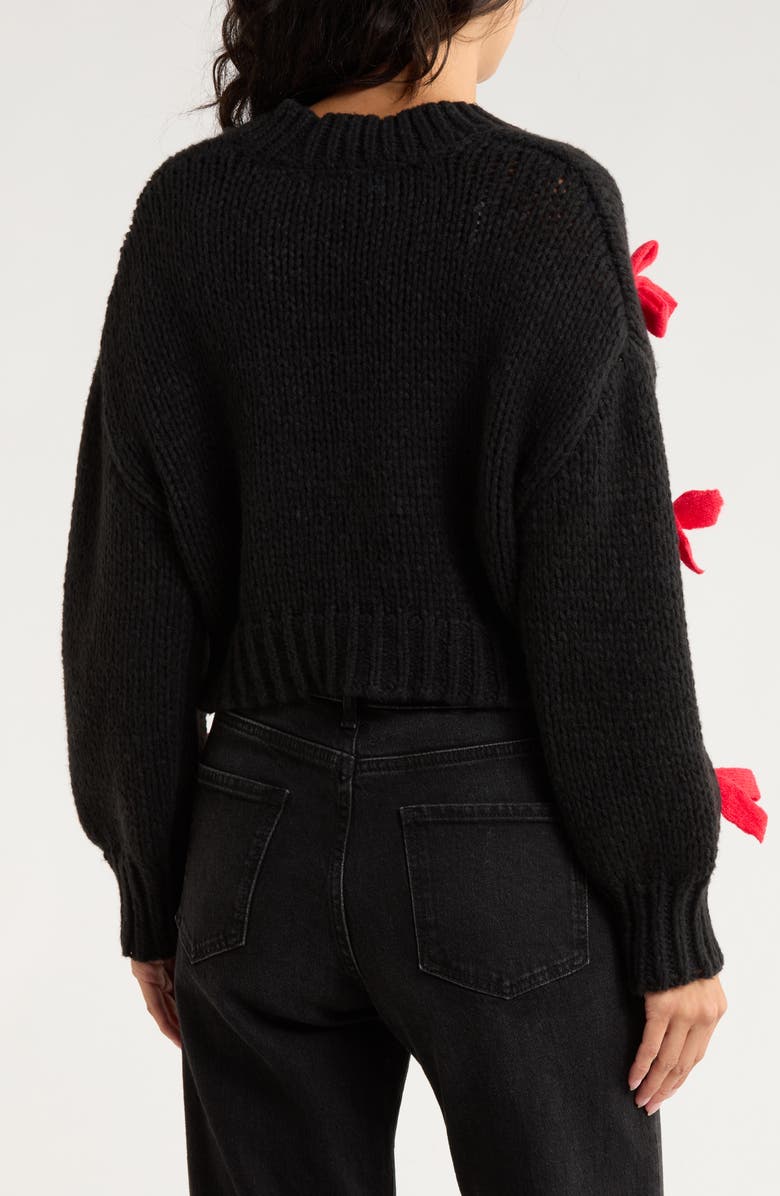 Roffe Accessories Bow Cardigan, Alternate, color, Black