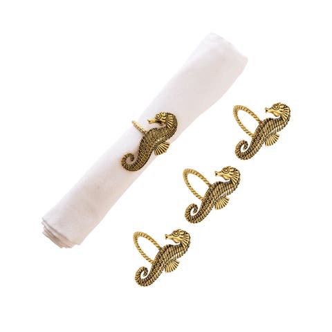Gold Seahorse Napkin Rings Set of 4