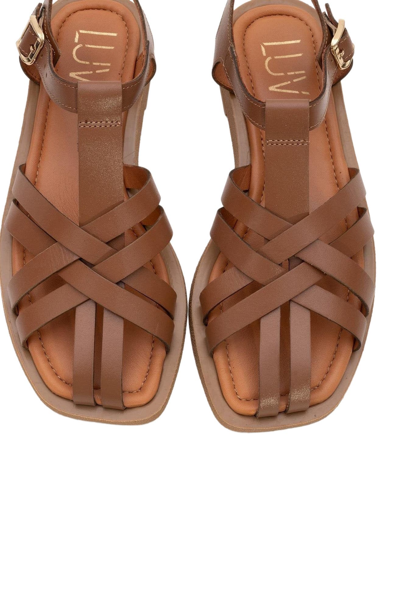 Andres Leather Sandal, Alternate, color, Cognac Brown Leather