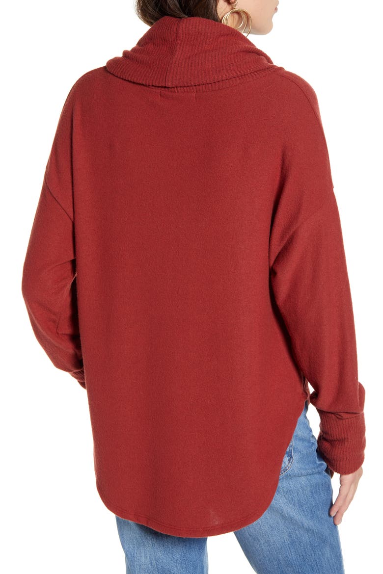 Cowl Neck Pullover, Alternate, color, BURGUNDY RUSSET