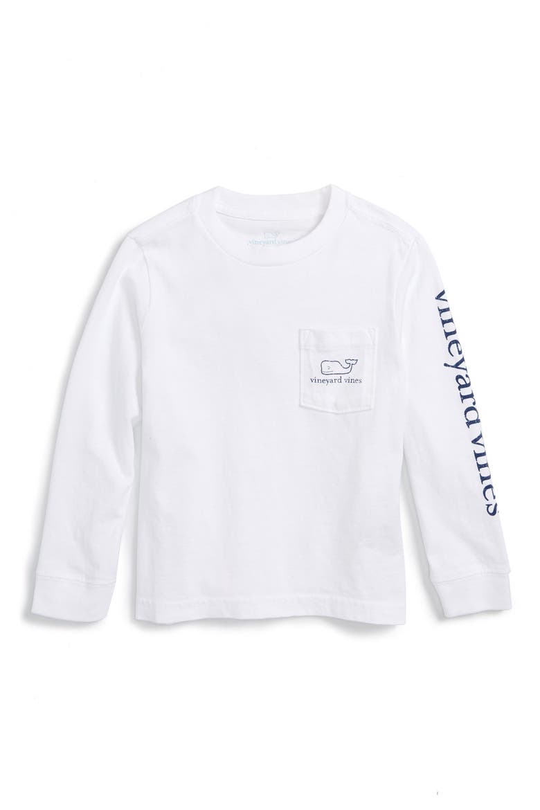 Kids' Whale Logo Pocket Long Sleeve Graphic T-Shirt, Main, color, WHITE CAP