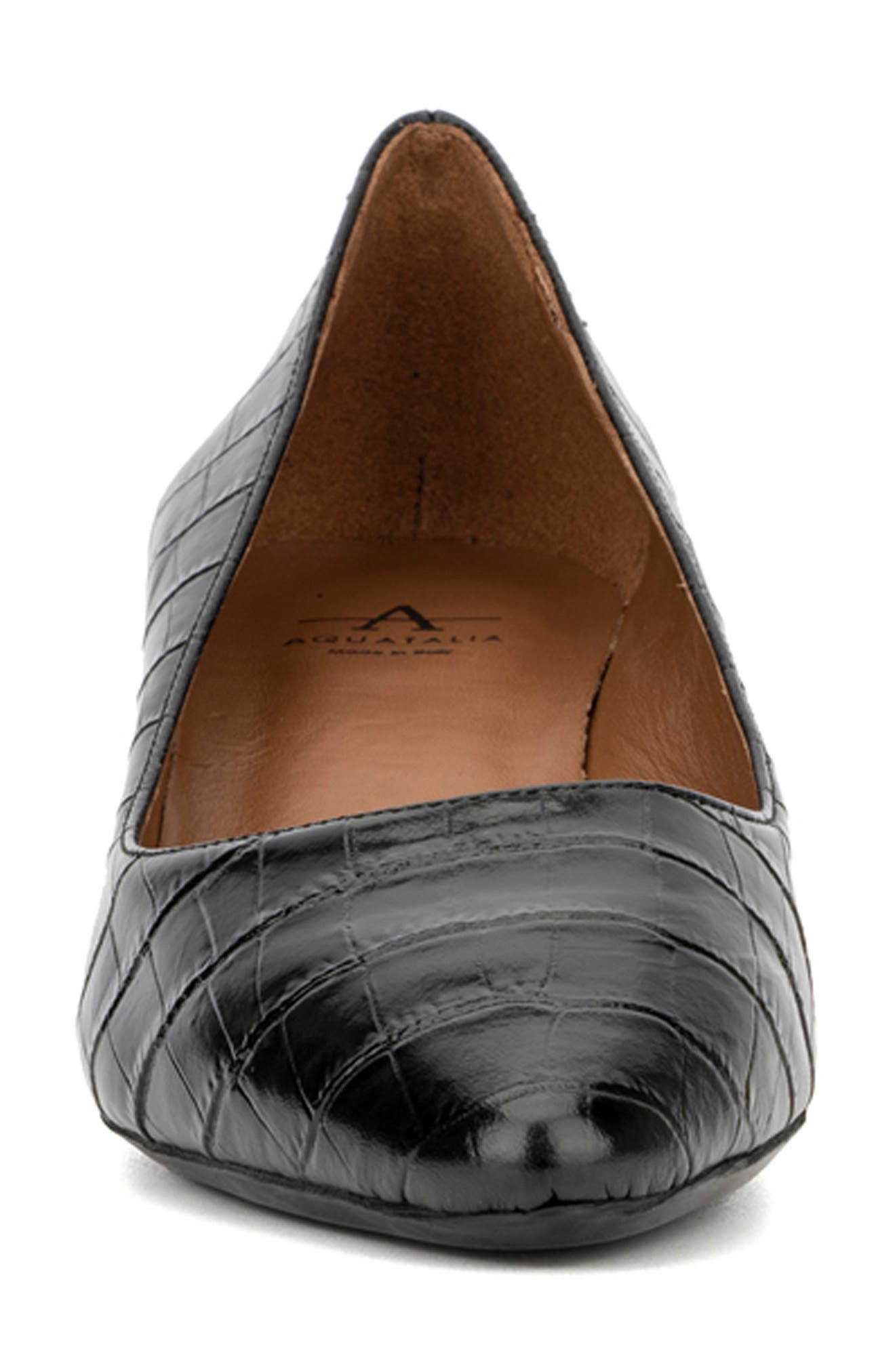 Aquatalia Pasha Croc Embossed Pointed Toe Pump, Alternate, color, 