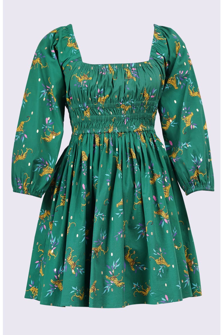 Genevieve Square Neck Mini Dress, Alternate, color, Lucky Cheetah Verdant Green
