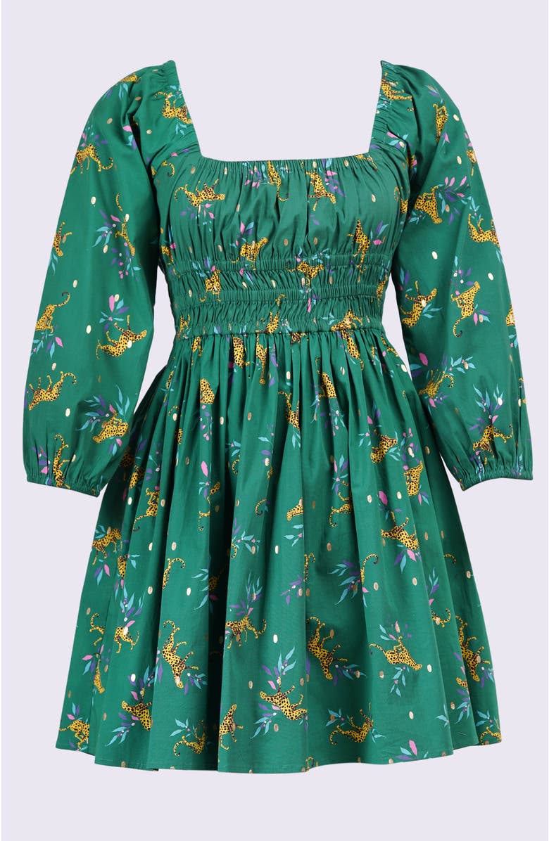 Leota Genevieve Square Neck Mini Dress, Alternate, color, Lucky Cheetah Verdant Green