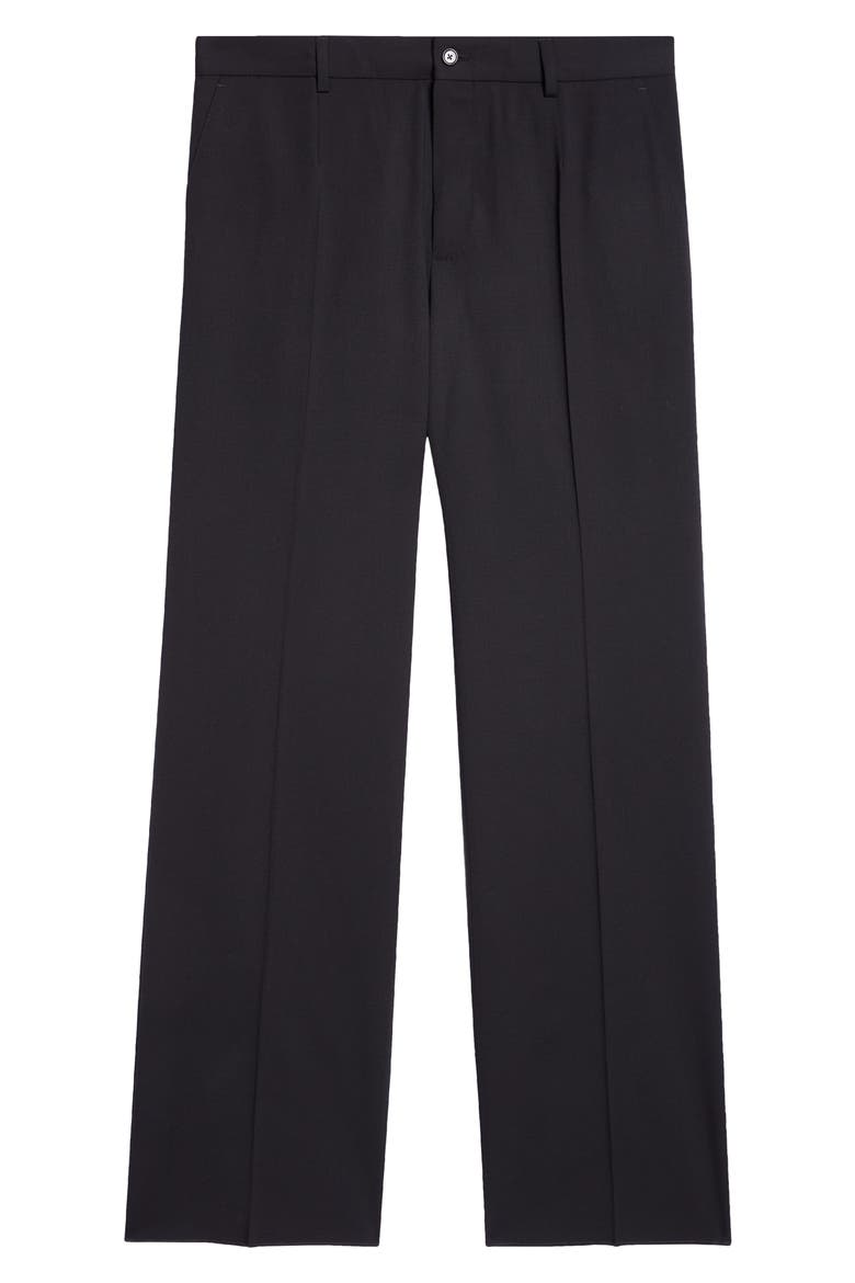Pintuck Stretch Virgin Wool Straight Leg Pants, Alternate, color, N0000 NERO