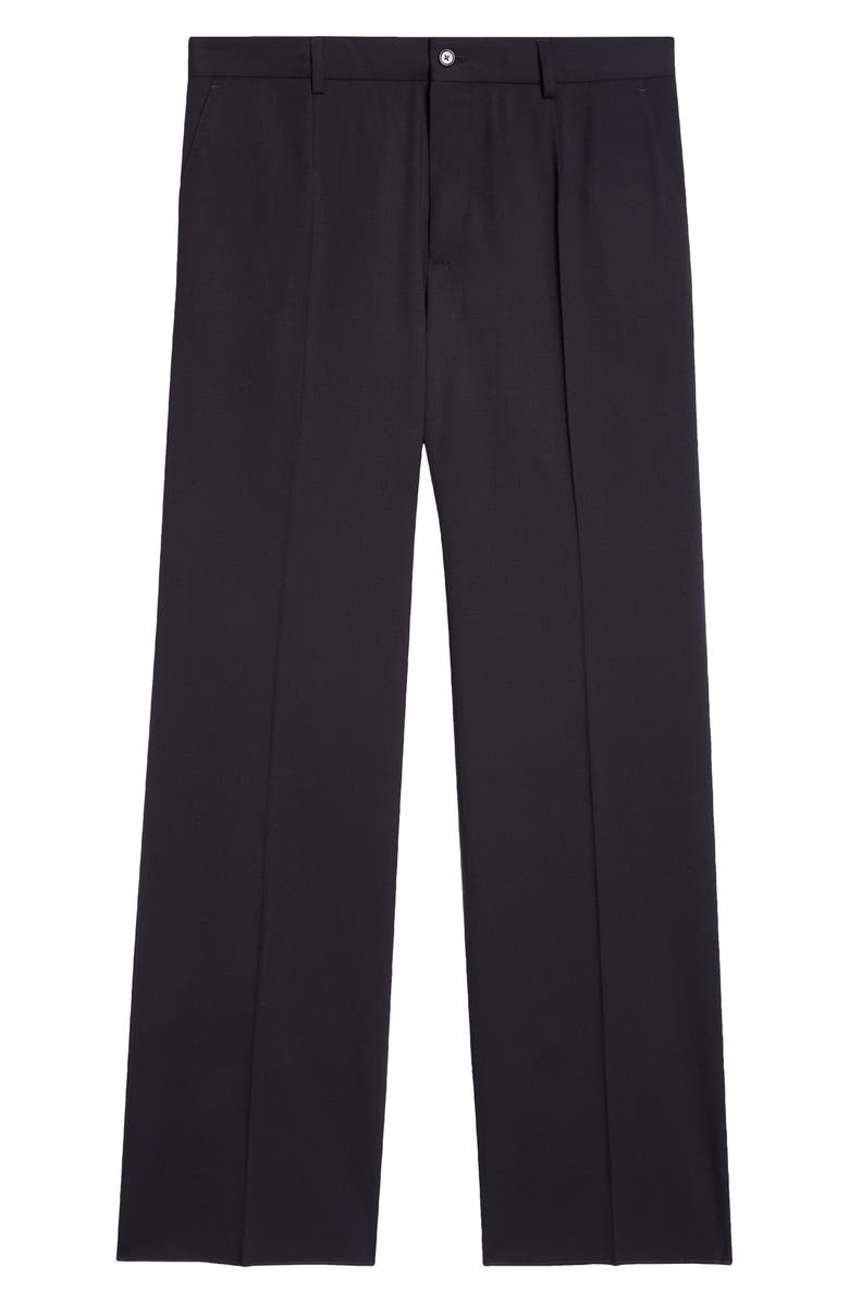 Dolce&Gabbana Pintuck Stretch Virgin Wool Straight Leg Pants, Alternate, color, N0000 Nero