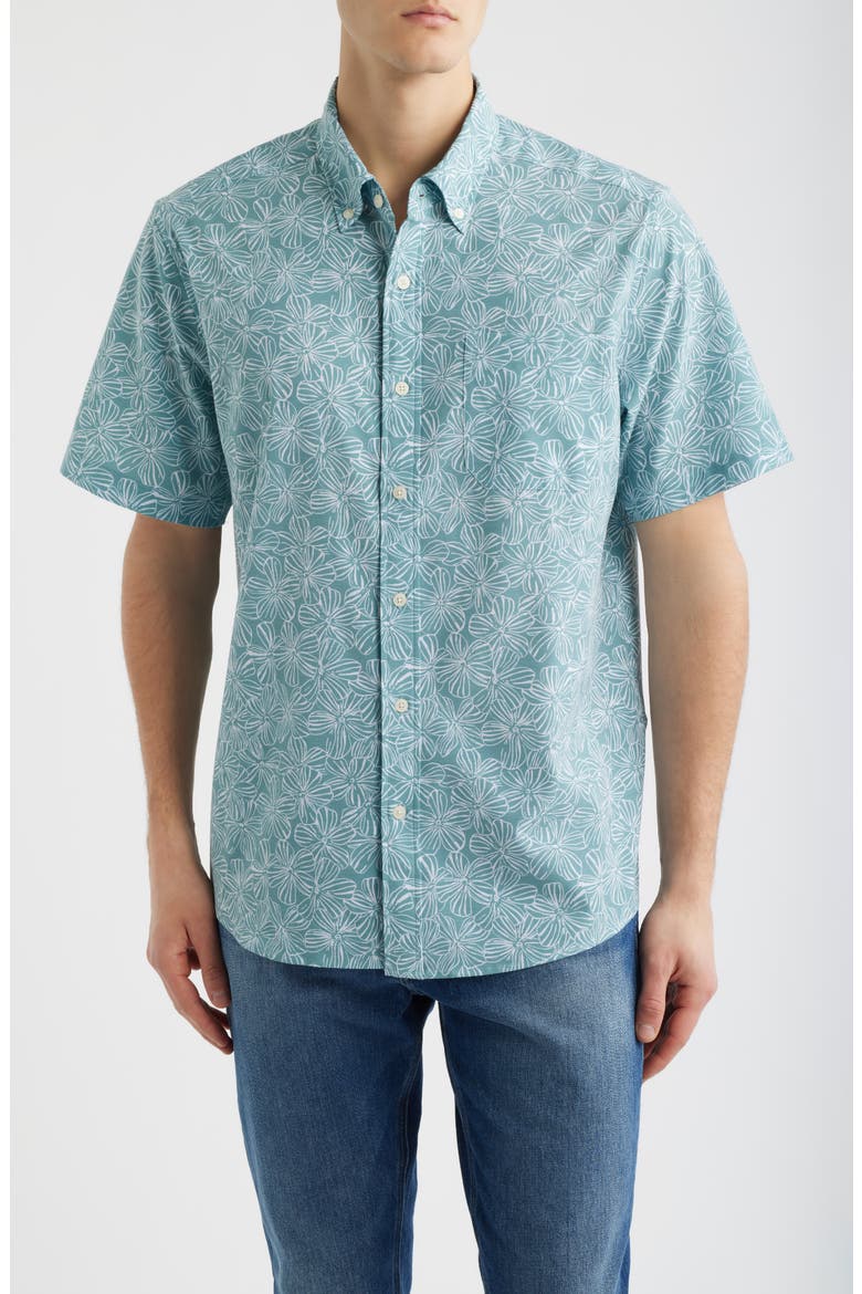 Mala Melia Short Sleeve Button-Down Sport Shirt, Main, color, GREEN