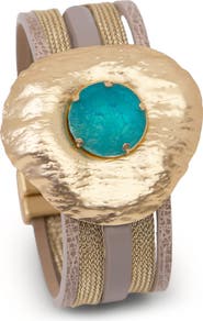 SAACHI Stone Multistrand Faux Leather Bracelet