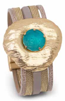 SAACHI Stone Multistrand Faux Leather Bracelet