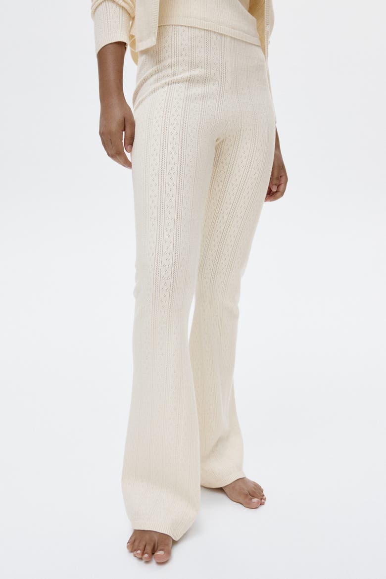 Pointelle-knit Viscose-blend Trousers, Alternate, color, Light beige