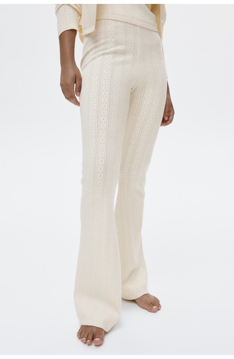 H&M Pointelle-knit Viscose-blend Trousers, Alternate, color, Light Beige