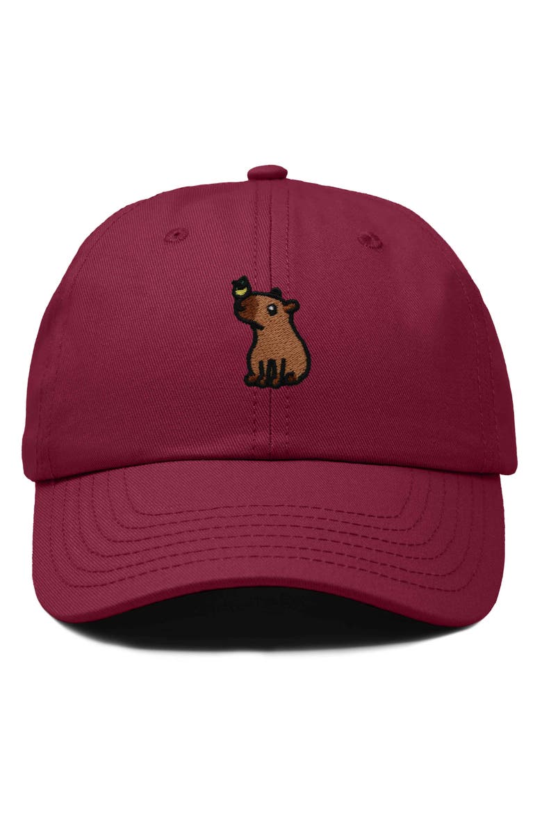 Capybara Embroidered Everyday Hat, Main, color, Maroon