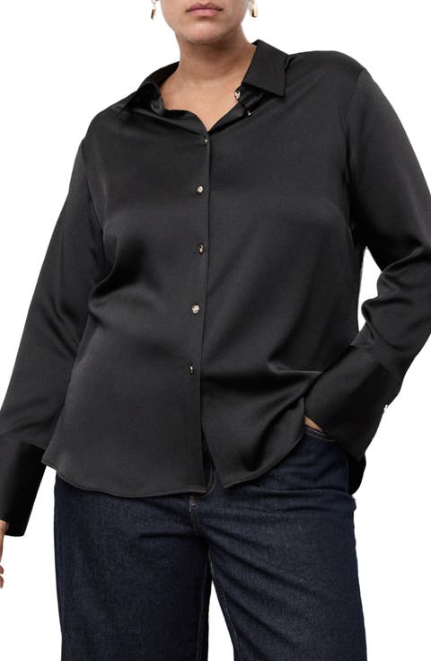 Flowy Satin Shirt (Plus)