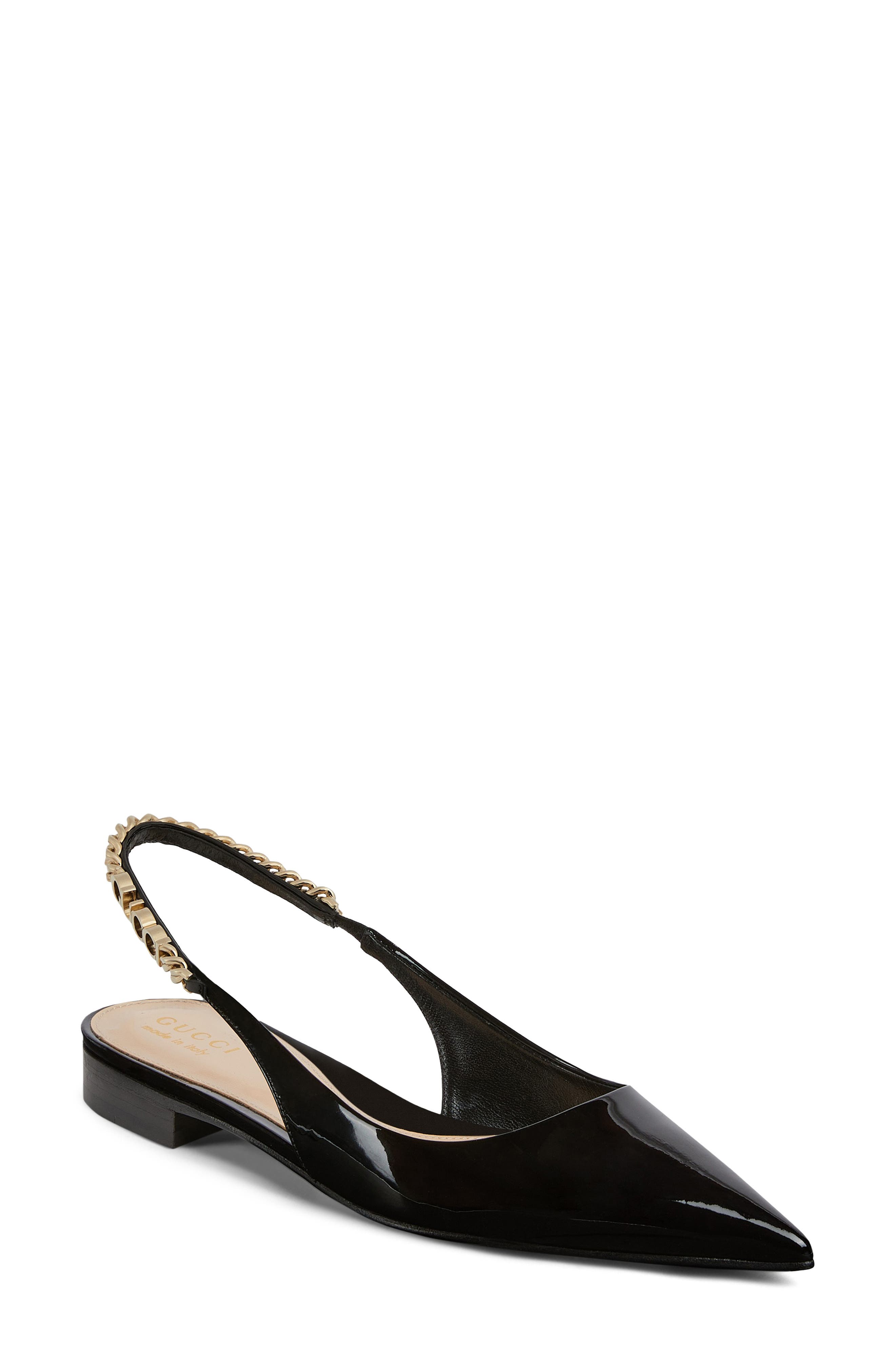 Gucci Signoria Pointed Toe Slingback Flat, Main, color, 
