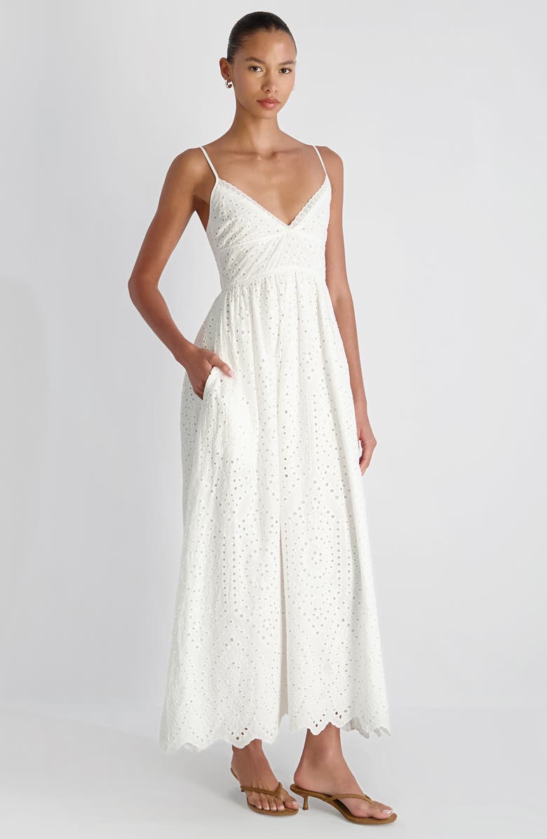 French Connection Trini Eyelet Sleeveless Flared Maxi Dress, Alternate, color, Summer White