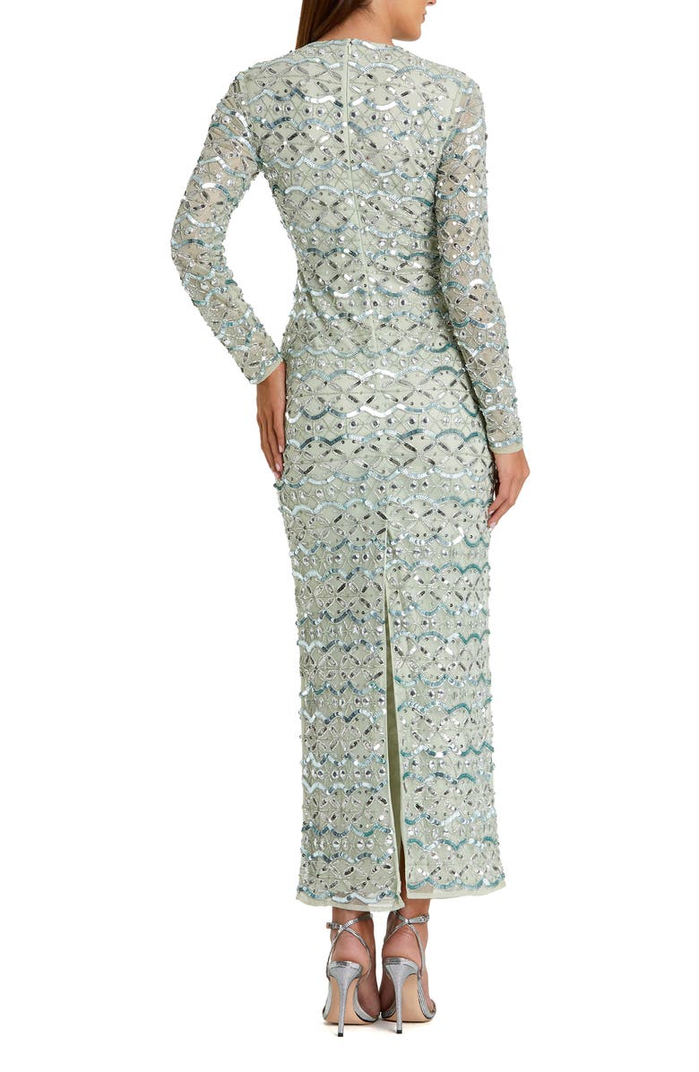 Mac Duggal Long sleeve Embellished Dress, Alternate, color, Jade