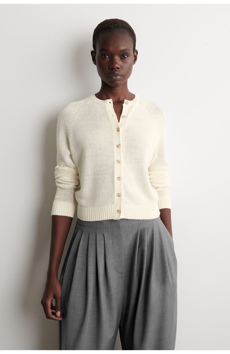 COS Knitted Linen Cardigan, Main, color, Ecru