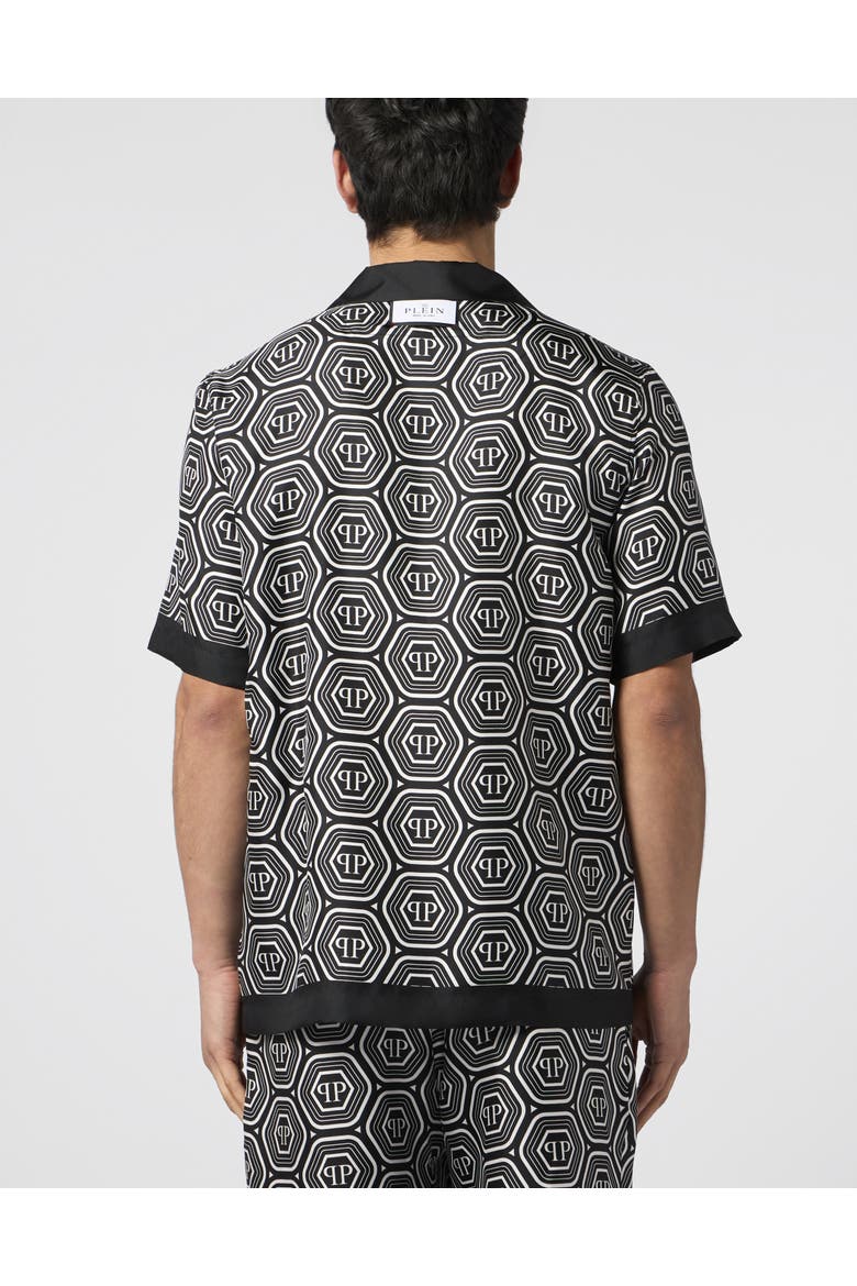 Silk Bowling Shirt Monogram 70'S Men, Alternate, color, black