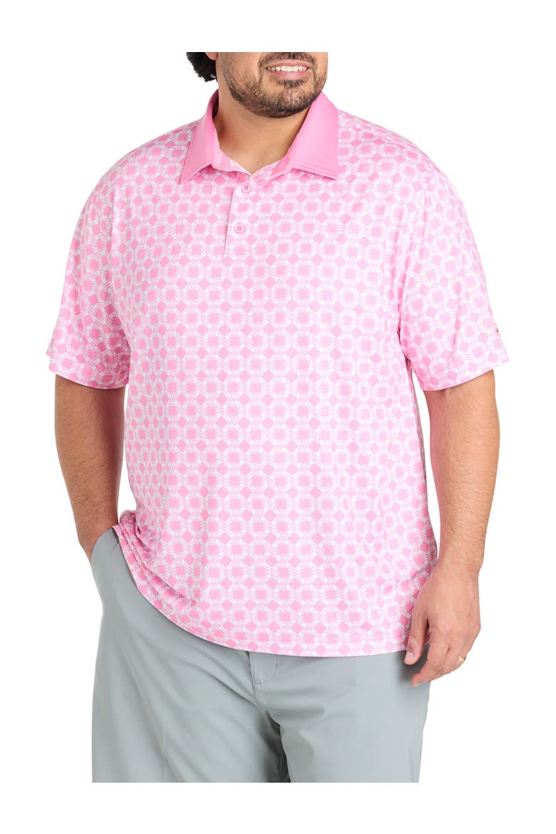 Big & Tall Mosaic Geometric Performance Polo Shirt, Main, color, PLAYFUL PINK