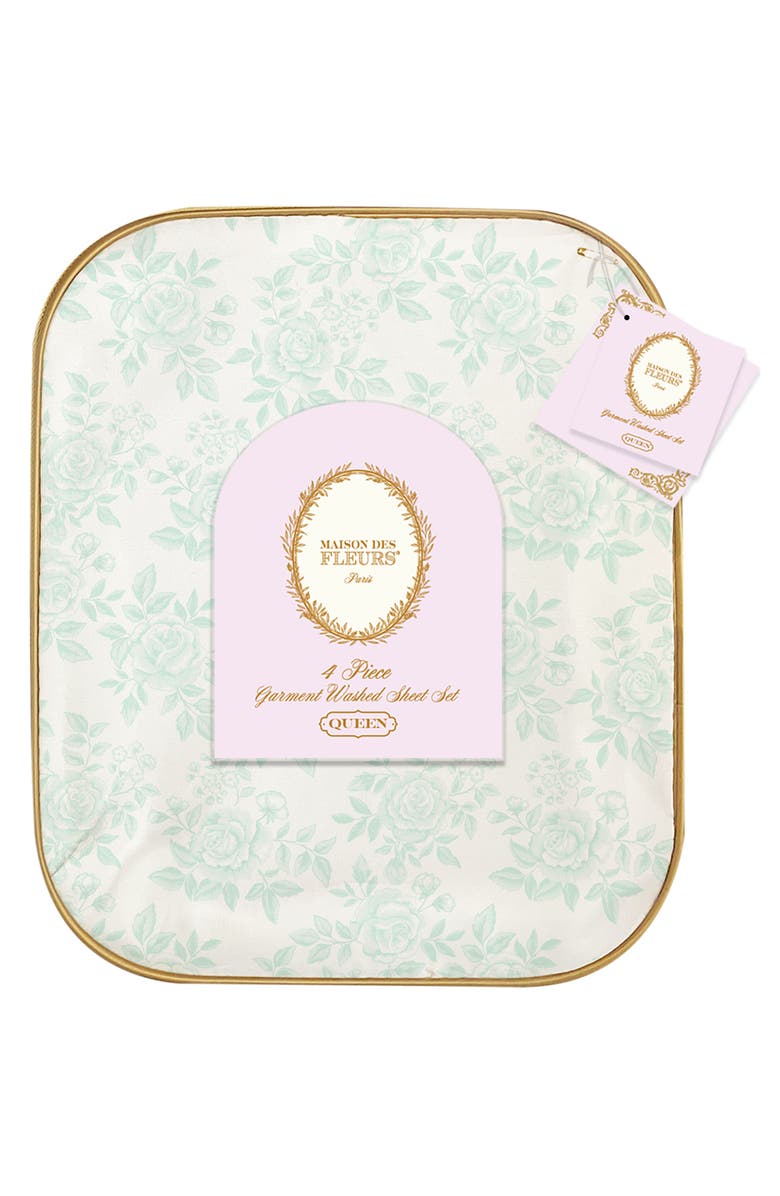 MAISON DES FLEURS Floral Microfiber Sheet Set, Alternate, color, Mint