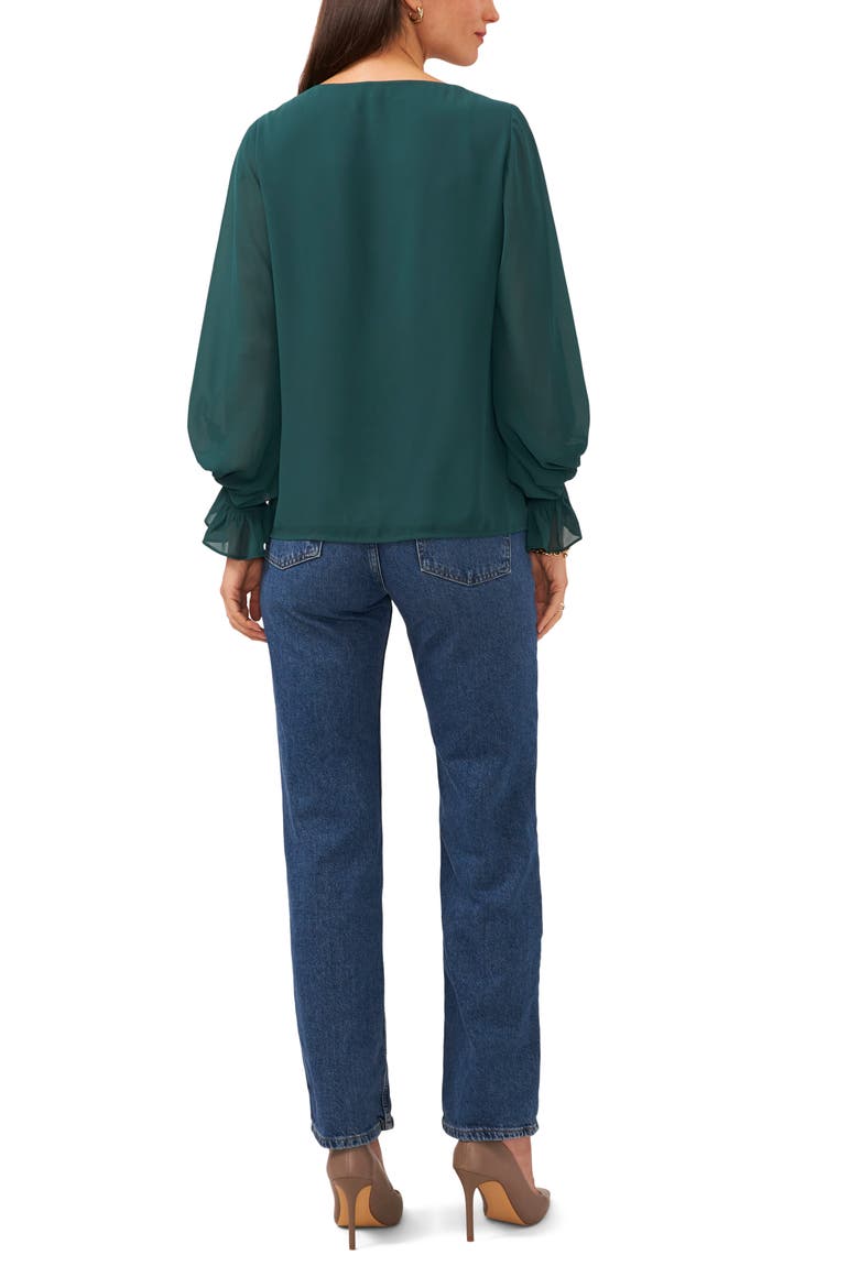 Blouson Sleeve Top, Alternate, color, DEEP FOREST