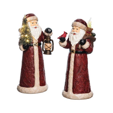 Light-Up LED Santa Figurine Set of 2