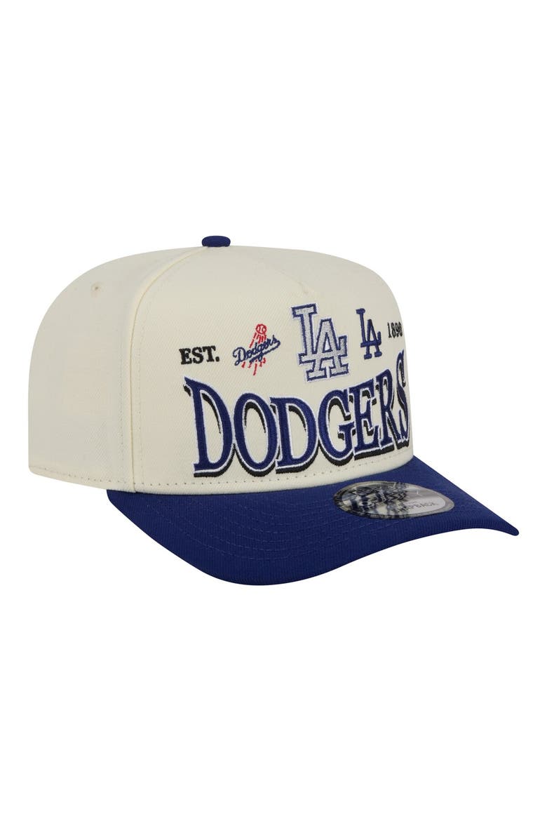 Men's New Era Cream Los Angeles Dodgers Throwback Tri-Hit A-Frame 9FIFTY Adjustable Hat, Alternate, color, Cream