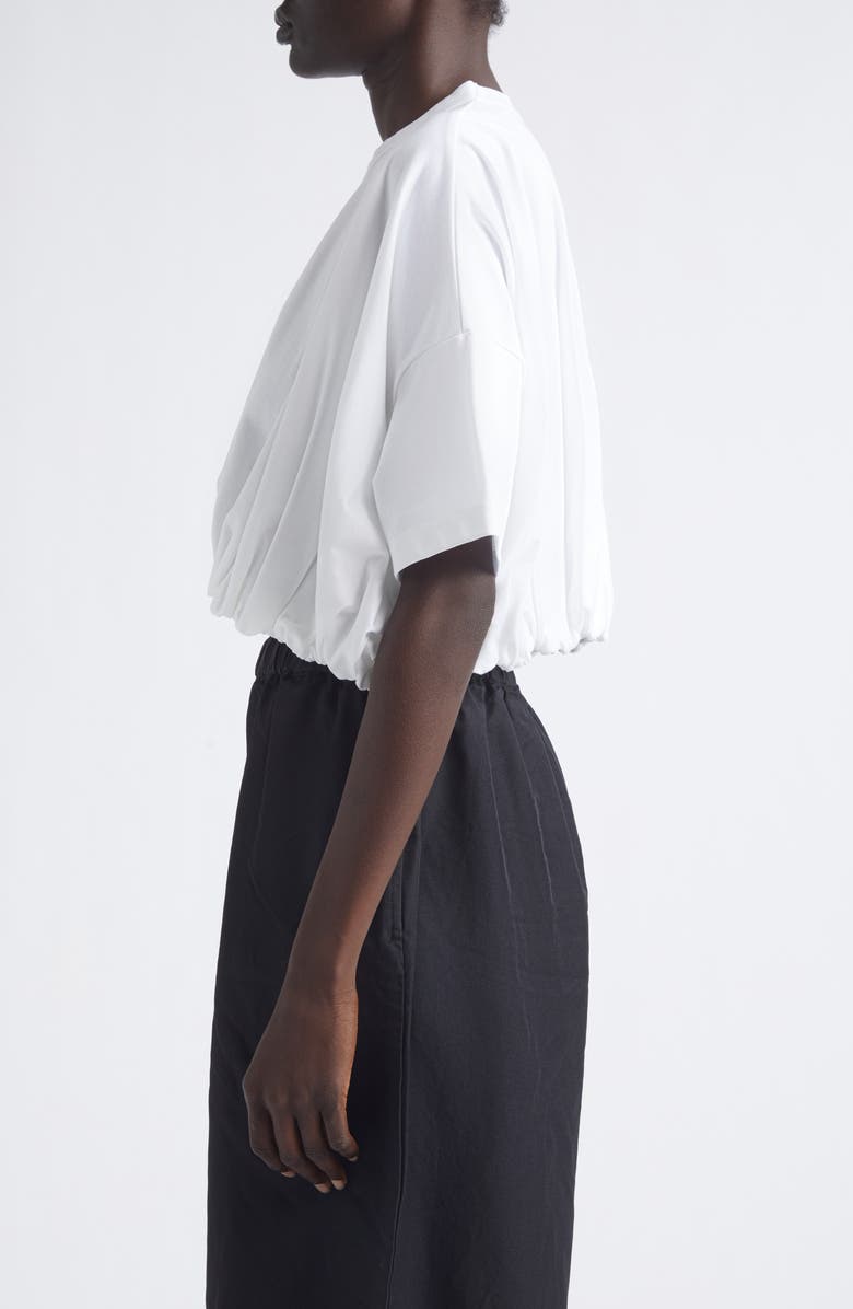 Noir Kei Ninomiya Bubble Hem Cotton Ponte Crop Top, Alternate, color, White