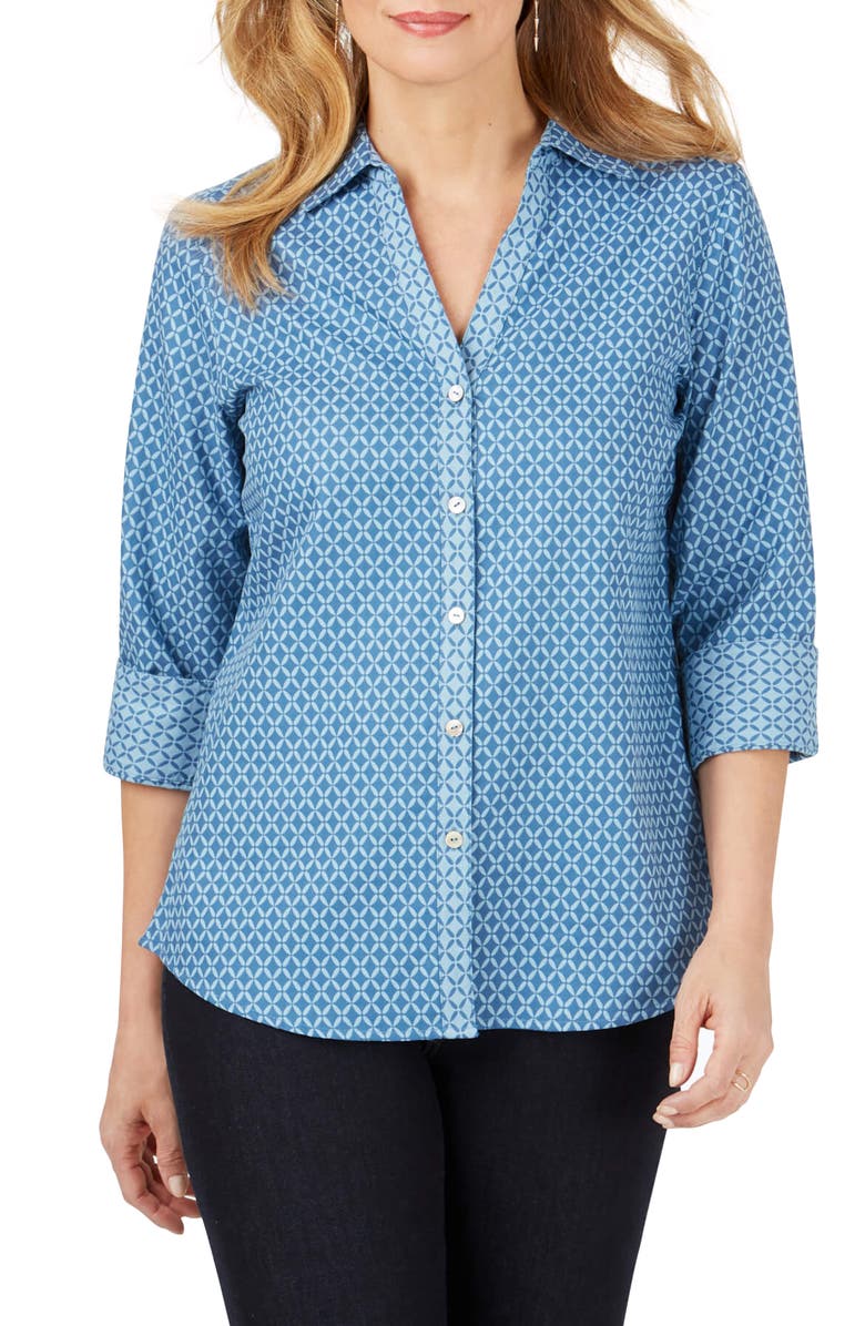 Foxcroft Mary Geo Print Shirt, Main, color,