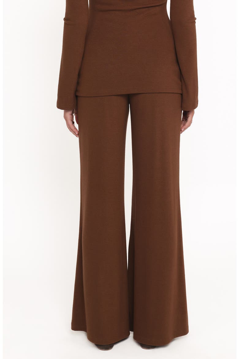 Selly Knit Top & Wide Leg Pants Set, Alternate, color, BROWN