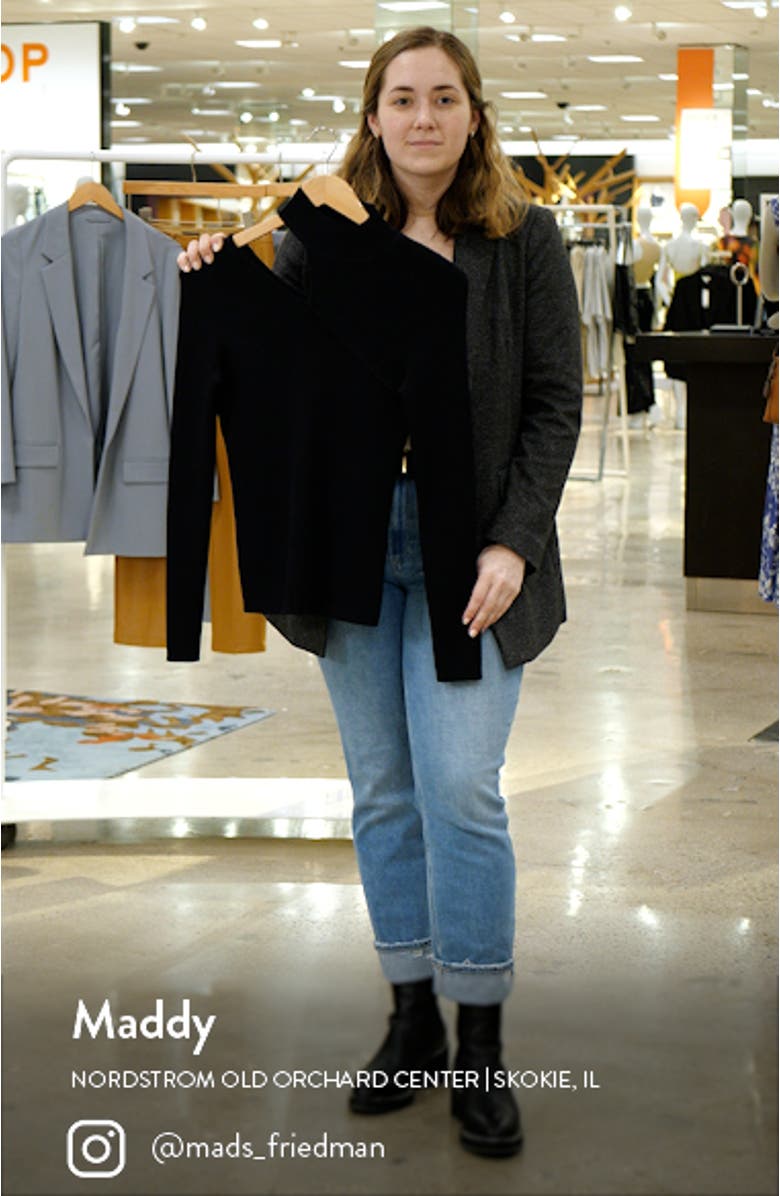 Shoulder Cutout Rib Mock Neck Sweater, sales video thumbnail