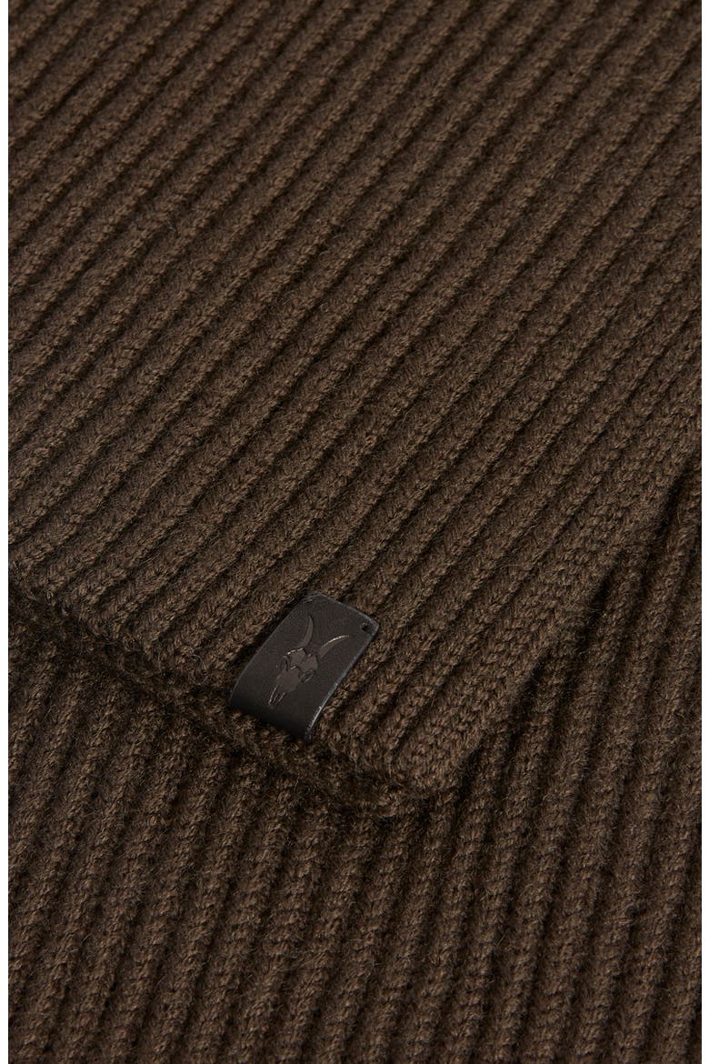 Rib Knit Merino Wool Scarf, Alternate, color, ARMY GREEN