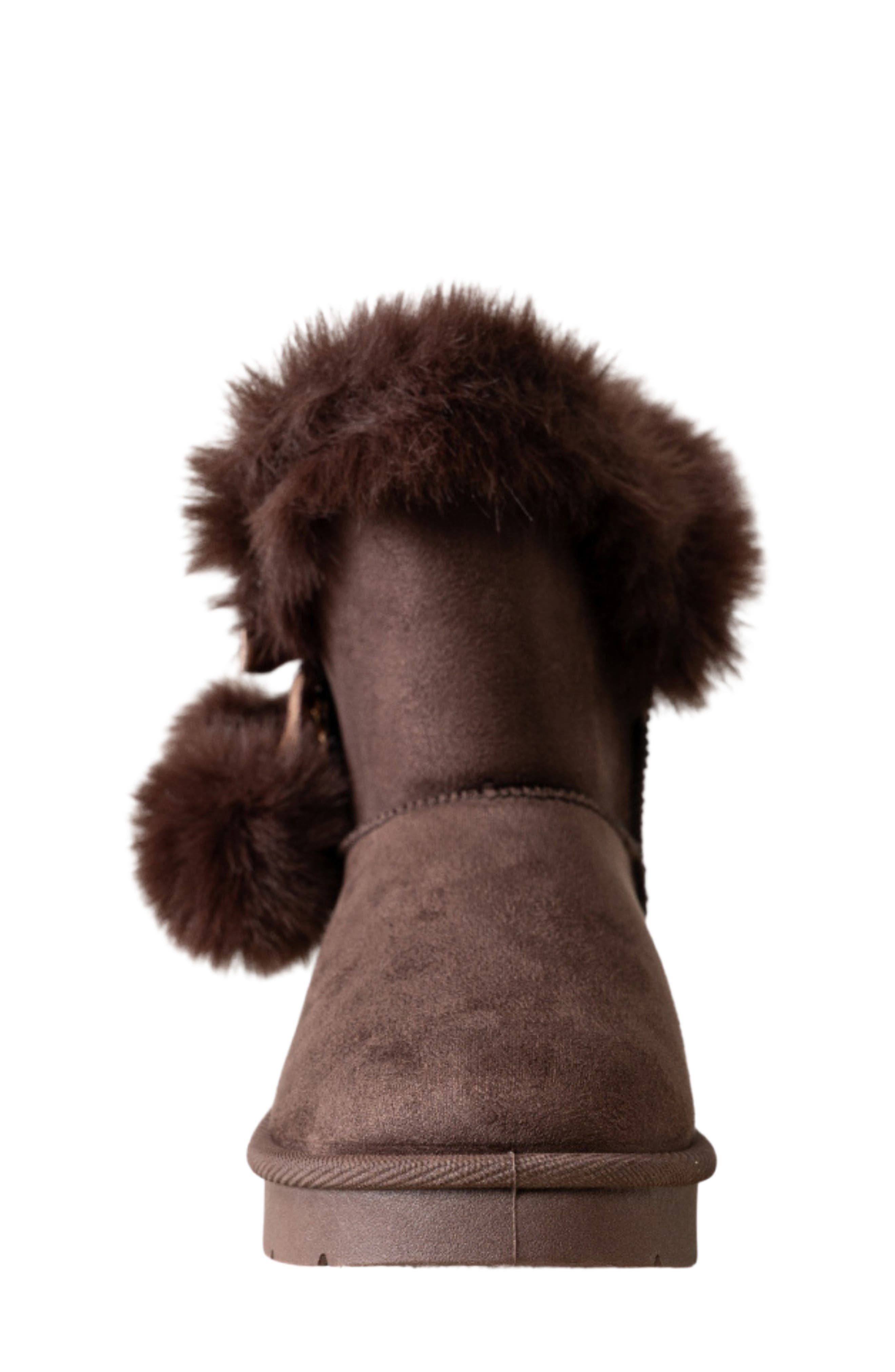 Kids' Faux Fur Trim Boot, Alternate, color, CHOCOLATE