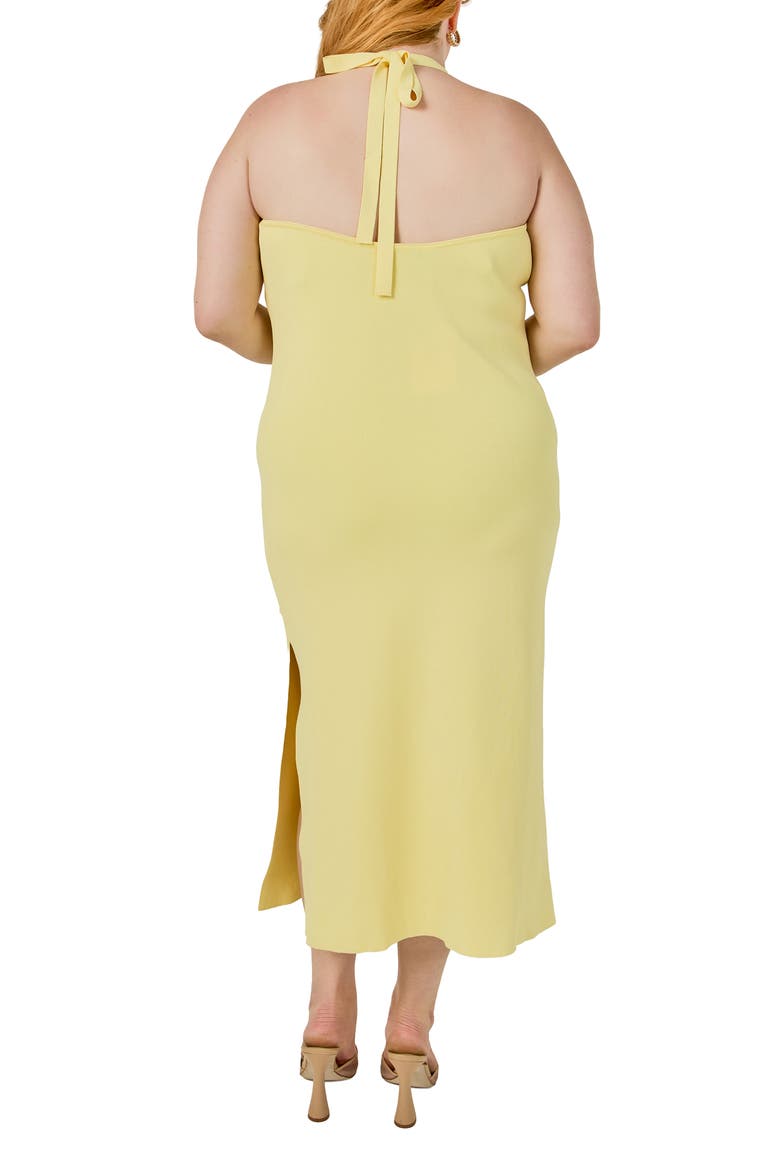Flower Detail Halter Maxi Dress, Alternate, color, BUTTER