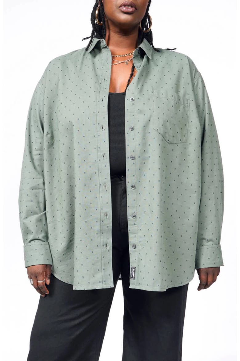 The Essential Long Sleeve Oversized Wrap Button Up, Alternate, color, IVY/NAVY