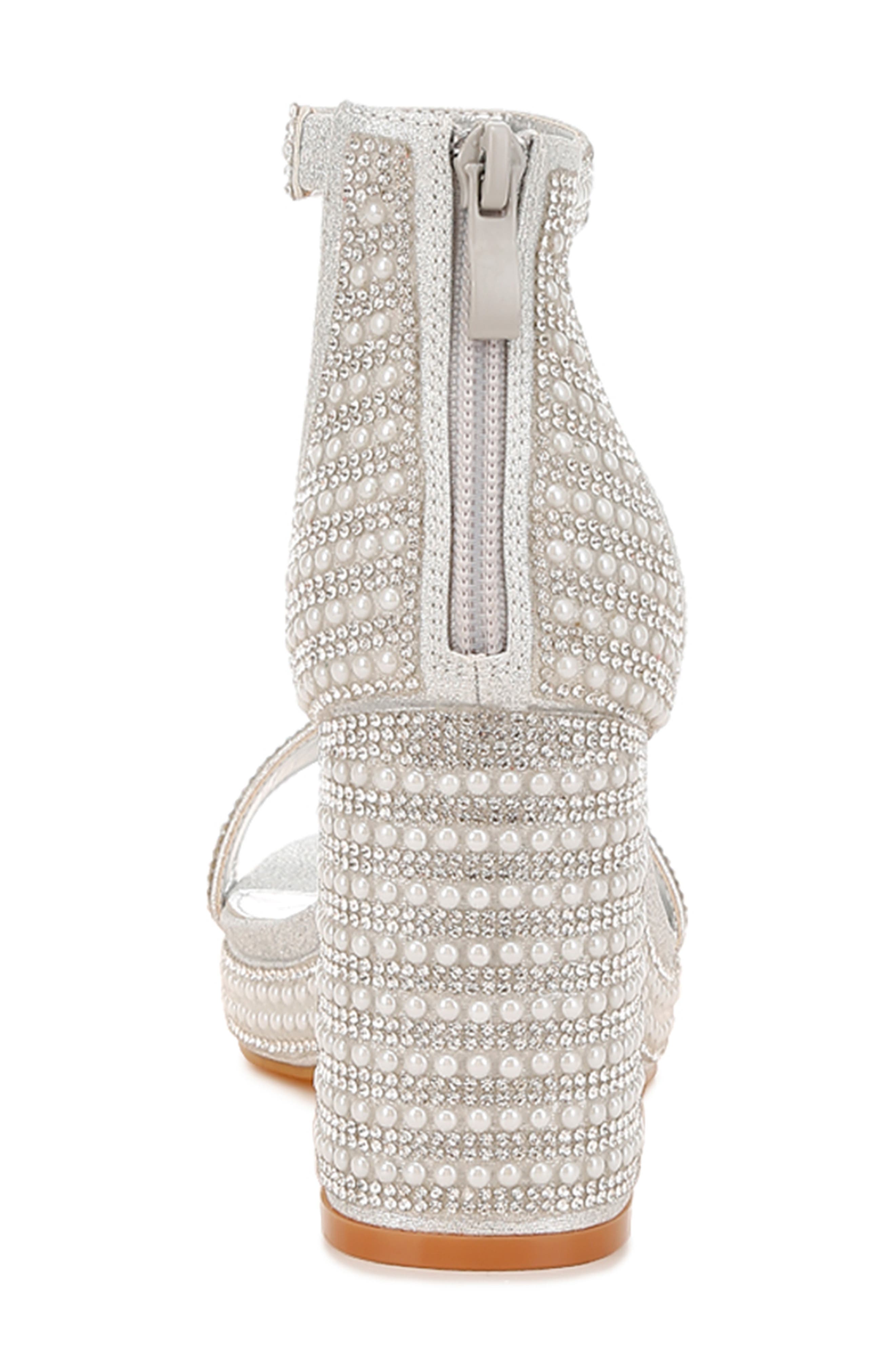 LONDON RAG Mejuri Faux Pearl Embellished Platform Sandal, Alternate, color, 