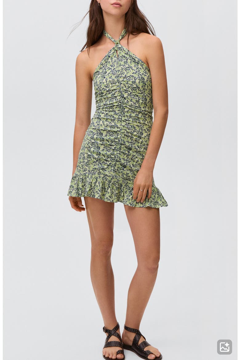 Ruched Halter Dress, Main, color, PASTEL GREEN