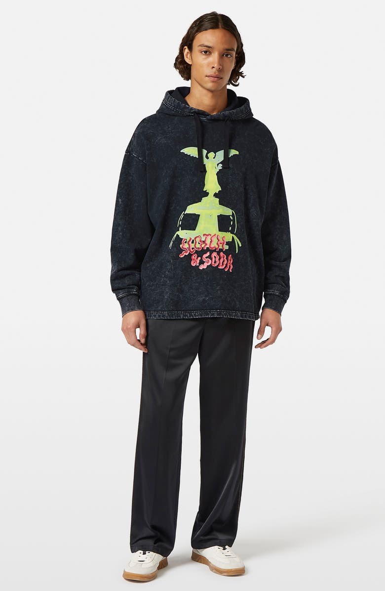 Scotch & Soda Relaxed Fit Washed Artwork Cotton Hoodie, Alternate, color, Black