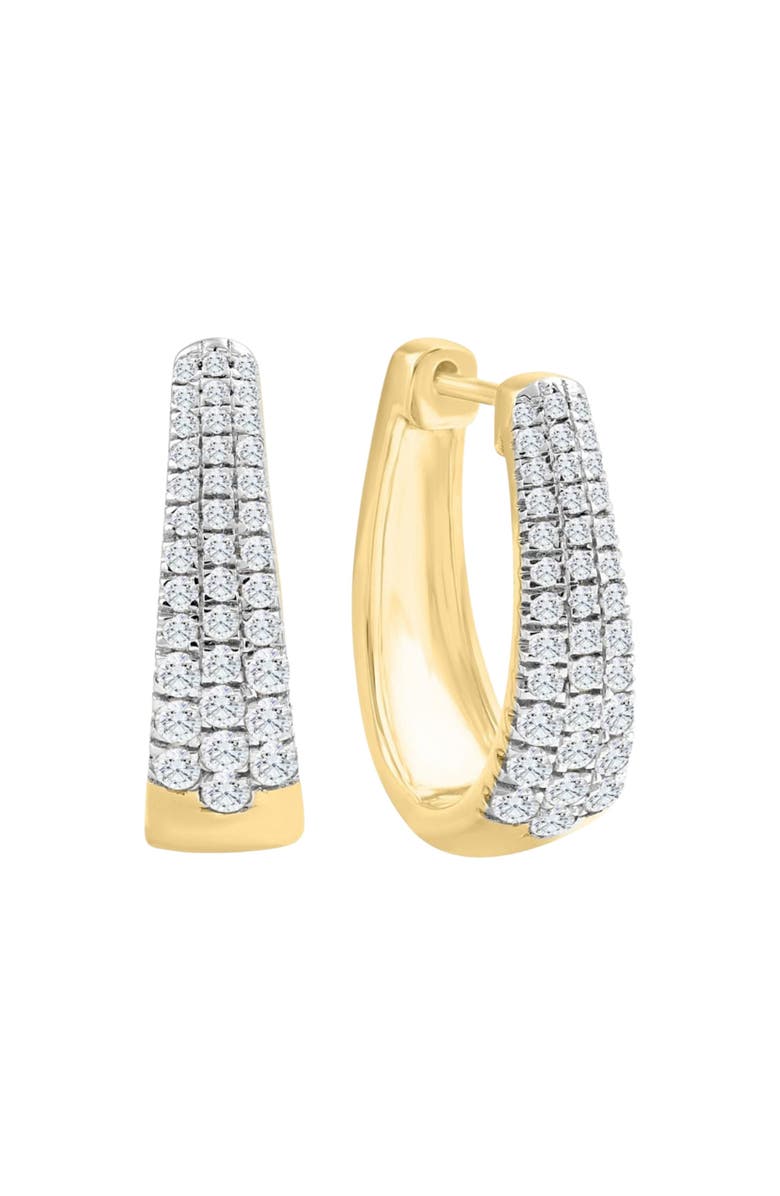 Bliss Diamond 1Ct Diamond Tapered Oval Shape Hoops in 10k Gold Lab Grown 19mm Tall, Main, color, 