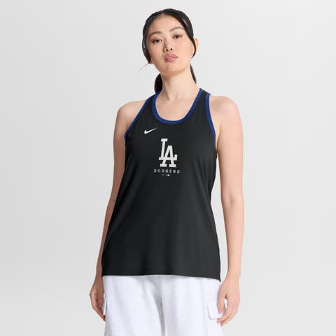 Women's Nike Black Los Angeles Dodgers Tri-Blend Dri-FIT Racerback Tank Top