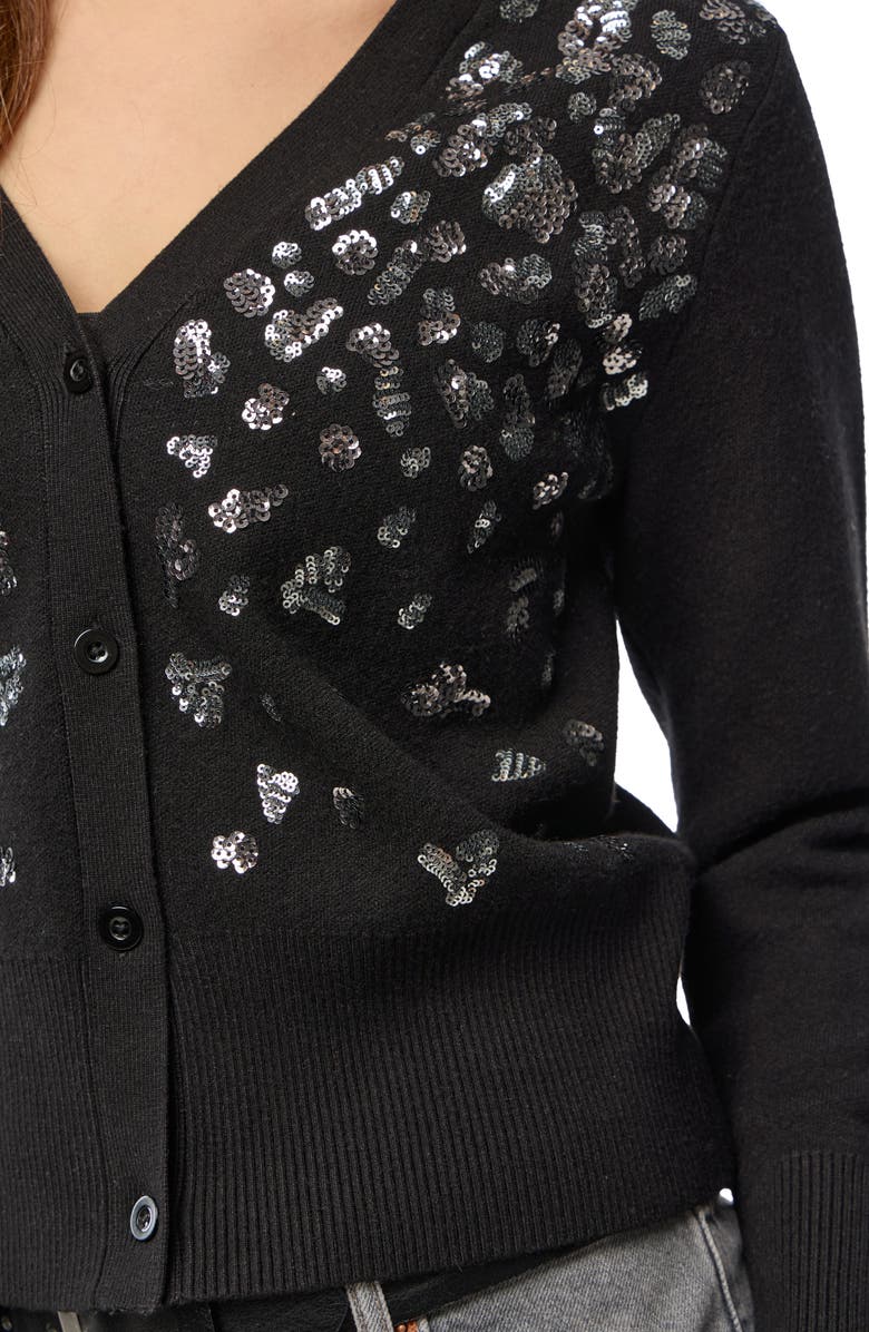 SAACHI Deco Drizzle V-Neck Cardigan, Alternate, color, Black